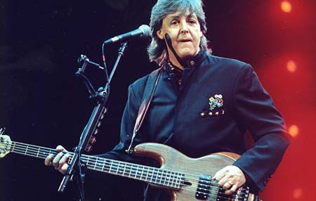 Paul McCartney performing at Oakland Coliseum